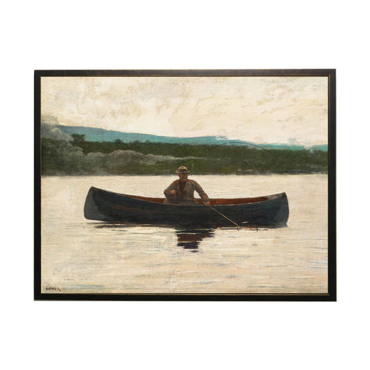 Vintage oil painting reproduction of a man in a boat: Black With Bead 1300-905 U / 10" X 8"