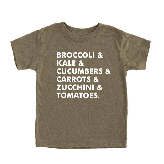 Veggie List Kids Graphic Tee : Heather Olive