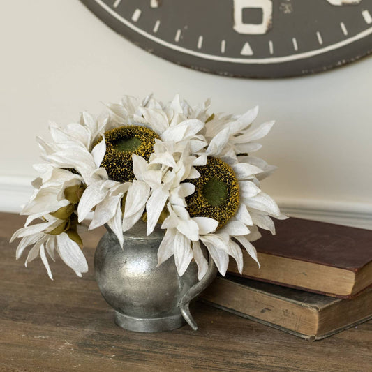 8" Cream Sunflower Pick