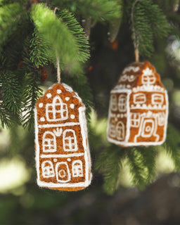 Felted Dutch House Ornament-Gingerbread