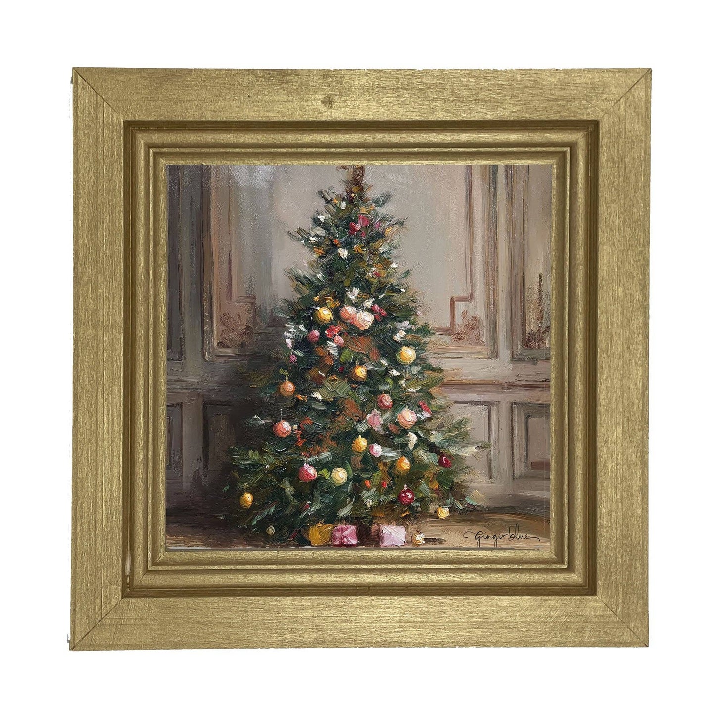 Christmas Tree with Presents: Gold / Small