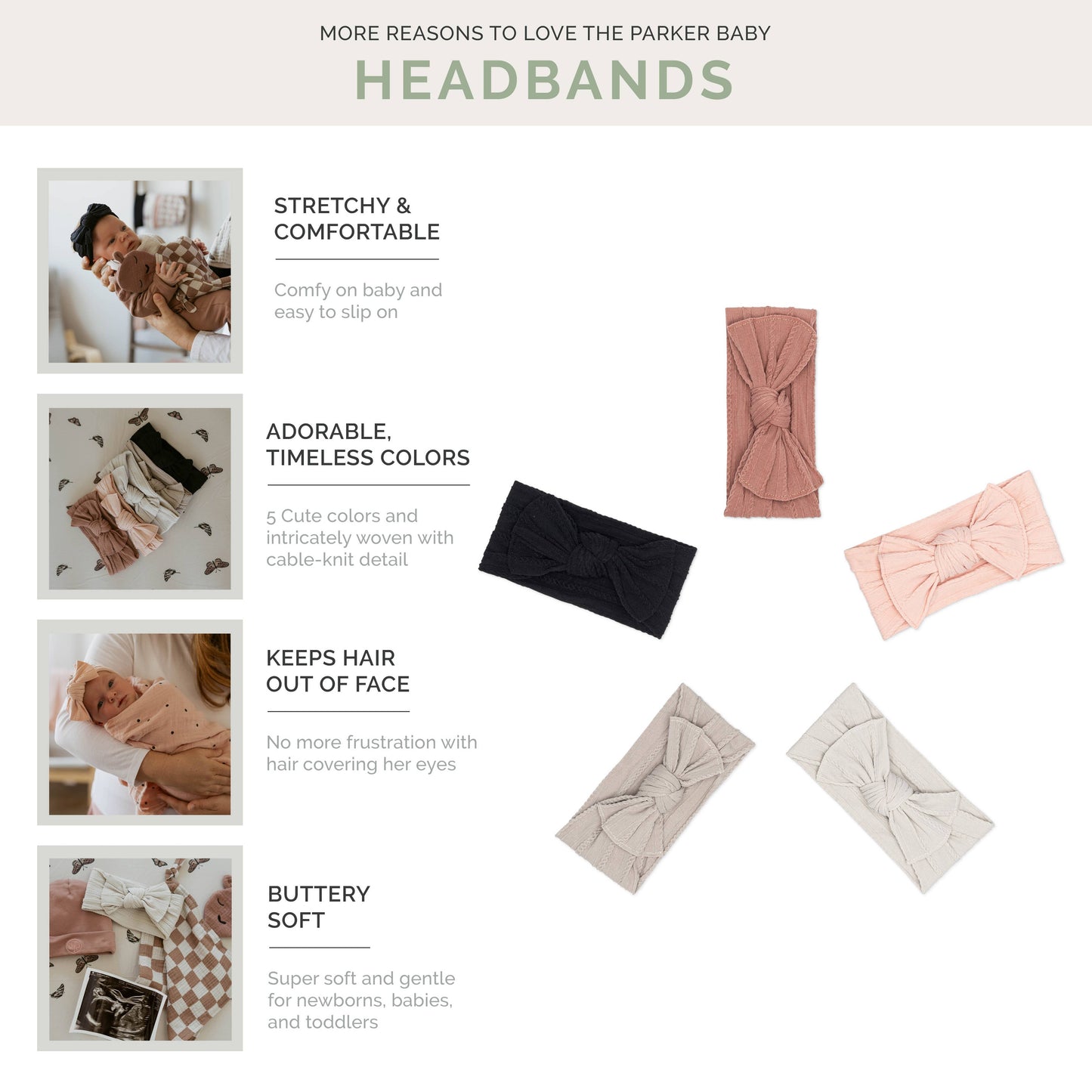 Rosewood - Cable Knit Knotted Headbands