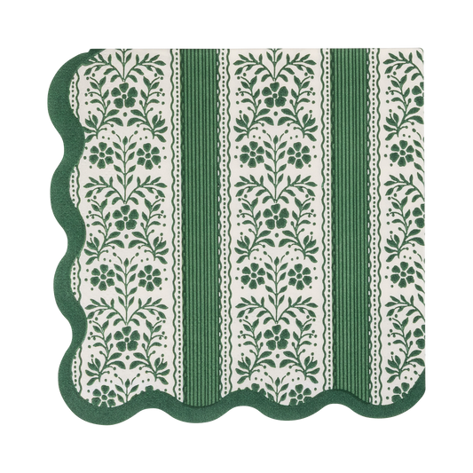 Floral Striped Cocktail Napkin