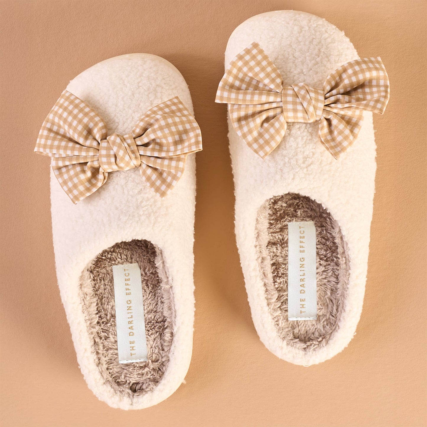 Fuzzy Slippers - Betty Bow Maple Gingham: M/L (Women's 8 - 10)