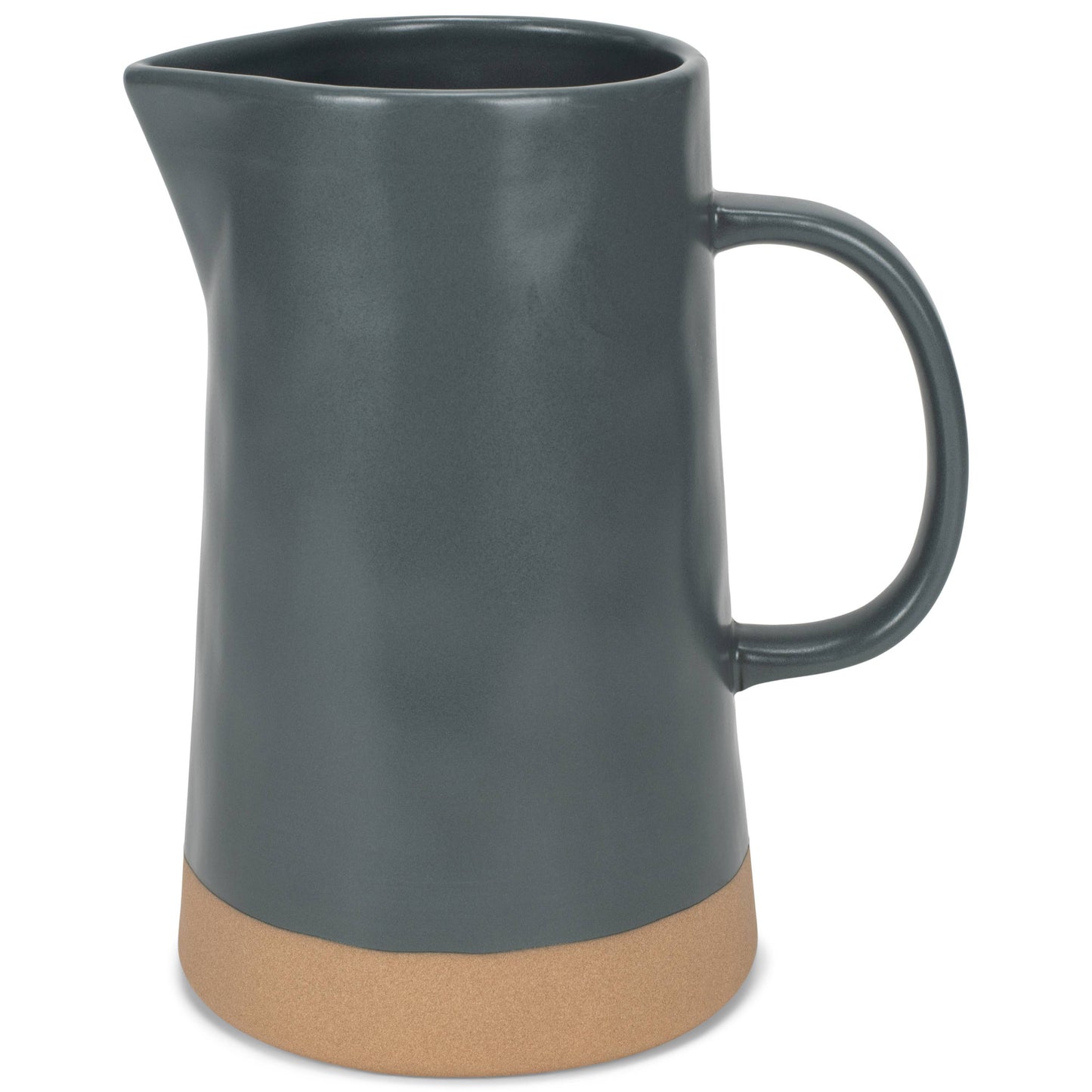 Large Raw Bottom Matte Grey 48 ounce Ceramic Pitcher Jug