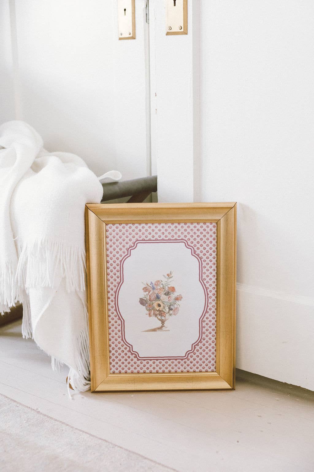 Vase of Flowers Framed Antique Art: 9x11