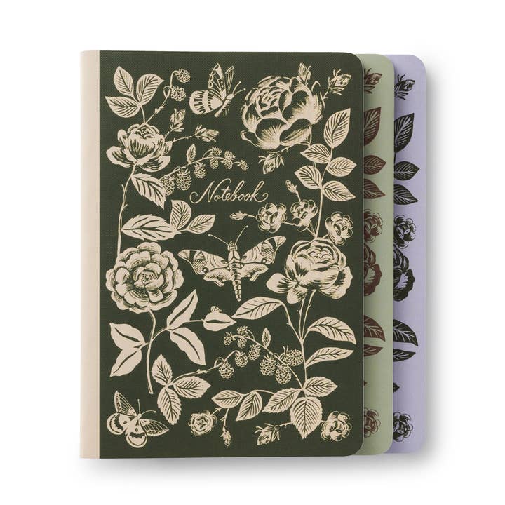 Assorted Set of 3 English Rose Notebooks