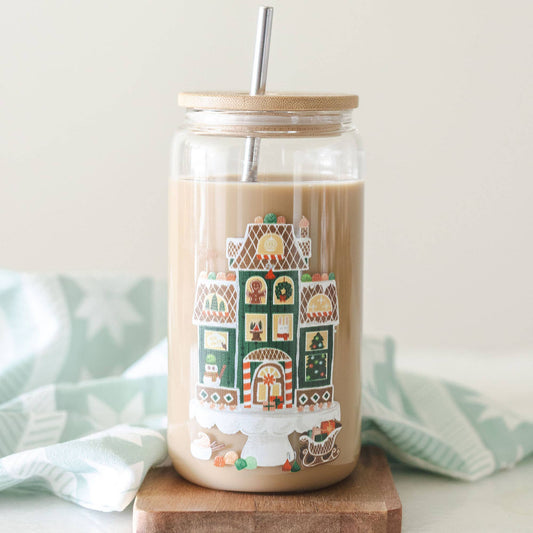 Gingerbread House Glass Can