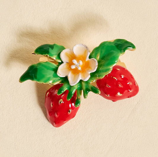 Timeless Brooch-Strawberry Duo