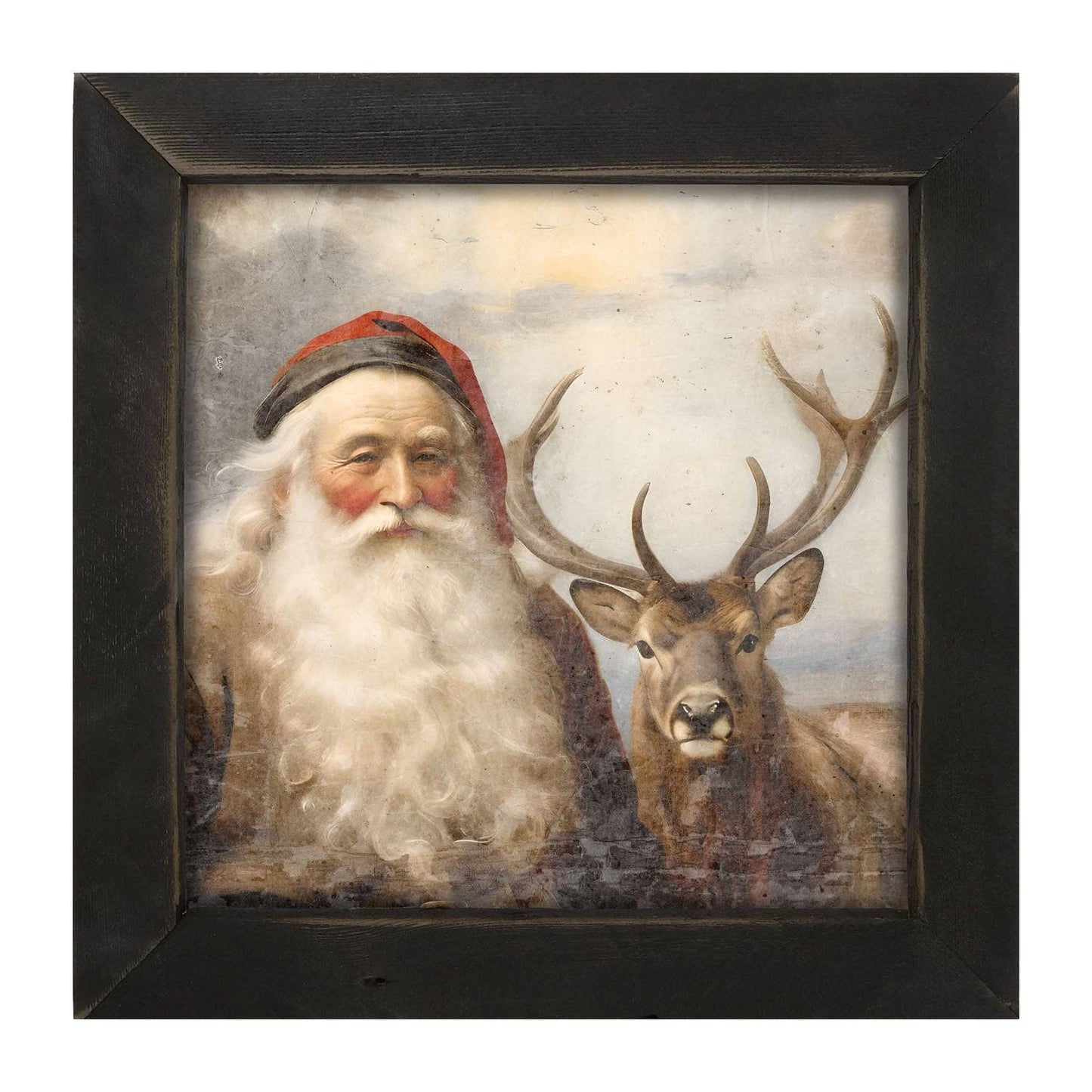 Reindeer with Santa 2: Black / Small