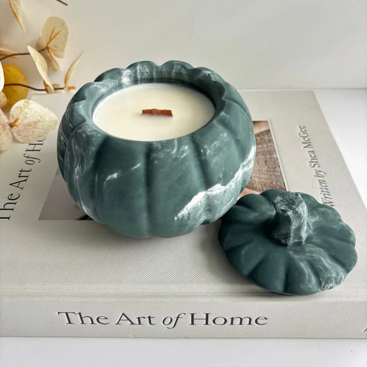 Pumpkin Candle Jar | Coconut Soy Wax | Fall Decor: Snowy Forest / Butterscotch & Bourbon