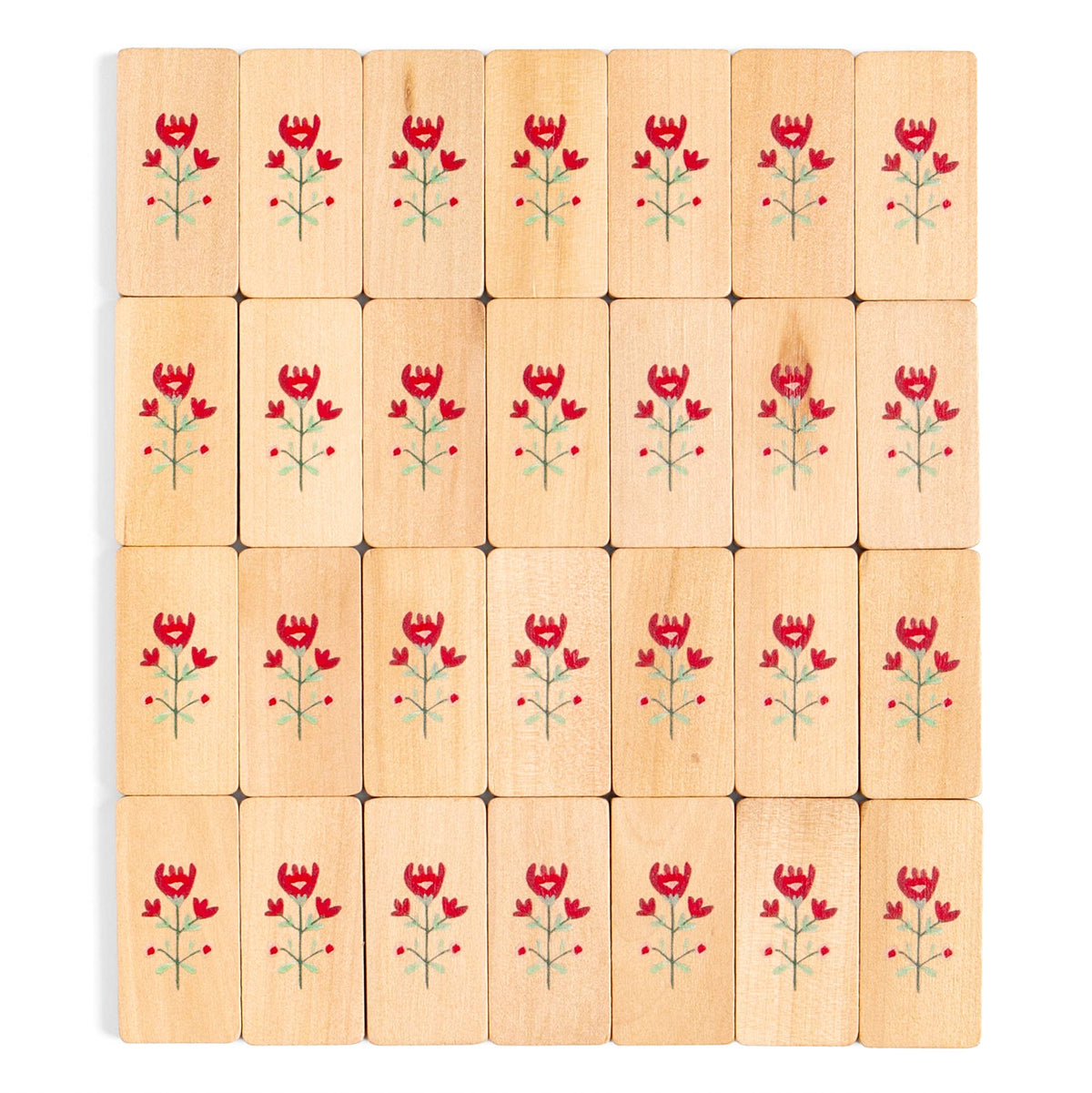 Scandinavian Floral Diamond Wooden Domino Game Set