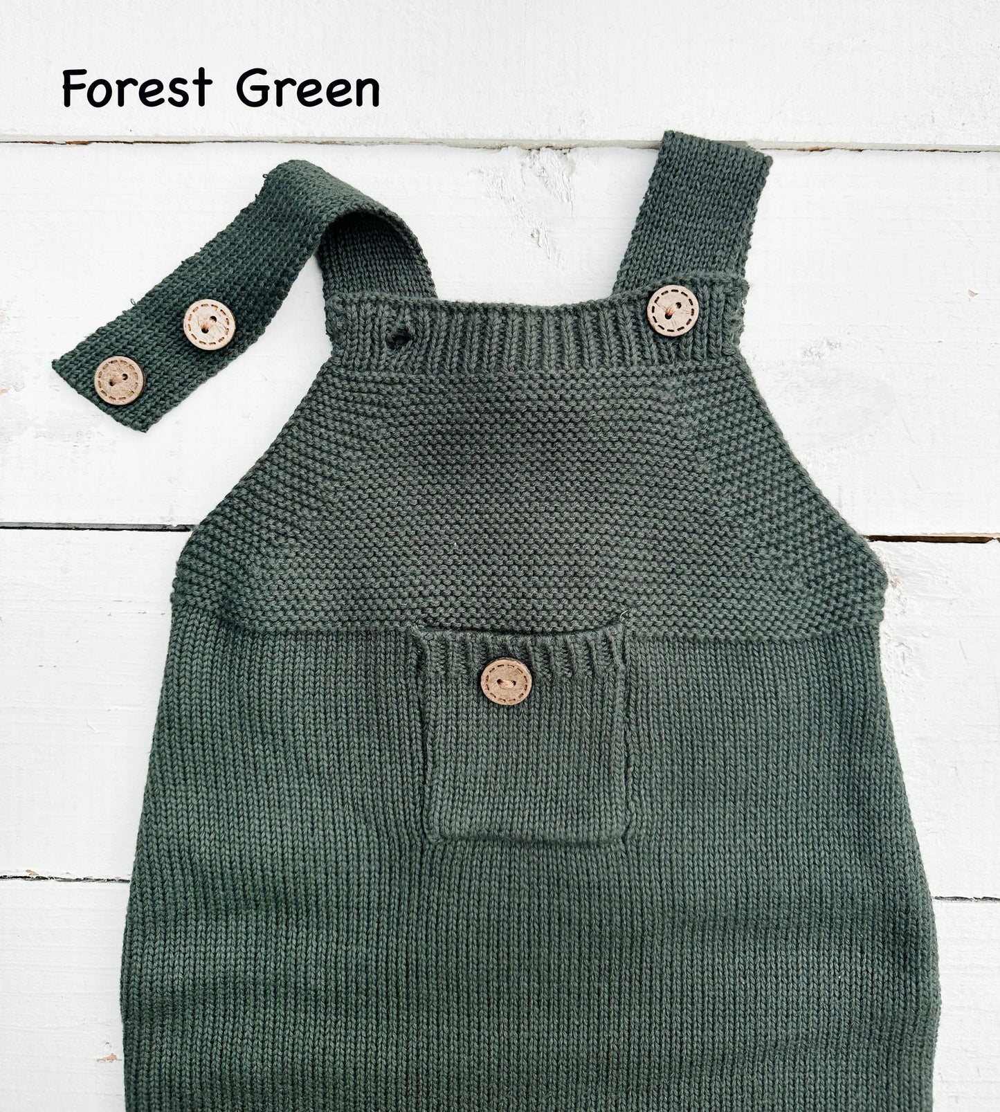 Baby Knit jumperJumpsuit suspender Overalls pants EZRA: Forest Green