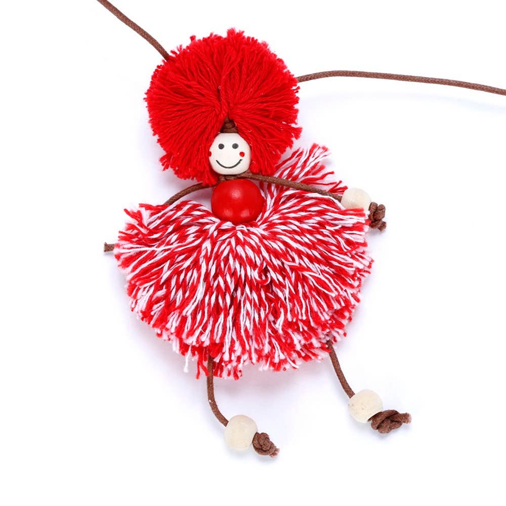 Yarn Doll Necklace - Red