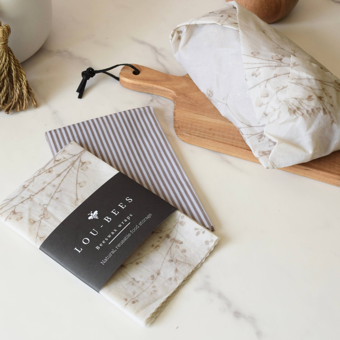 Edited Life Organic Beeswax Wrap – Natural Cotton Singlet : Both Cream & Striped