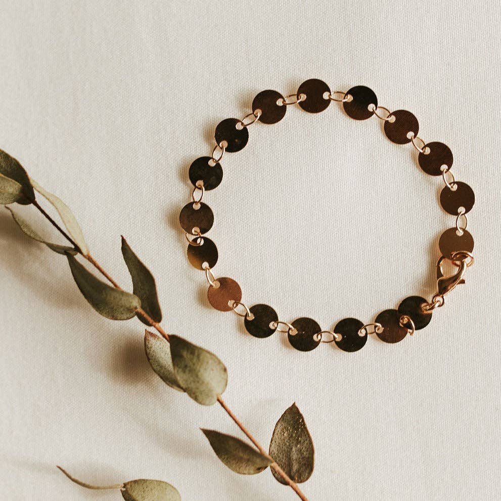 Chloe Gold Filled Coin Bracelet: 7"
