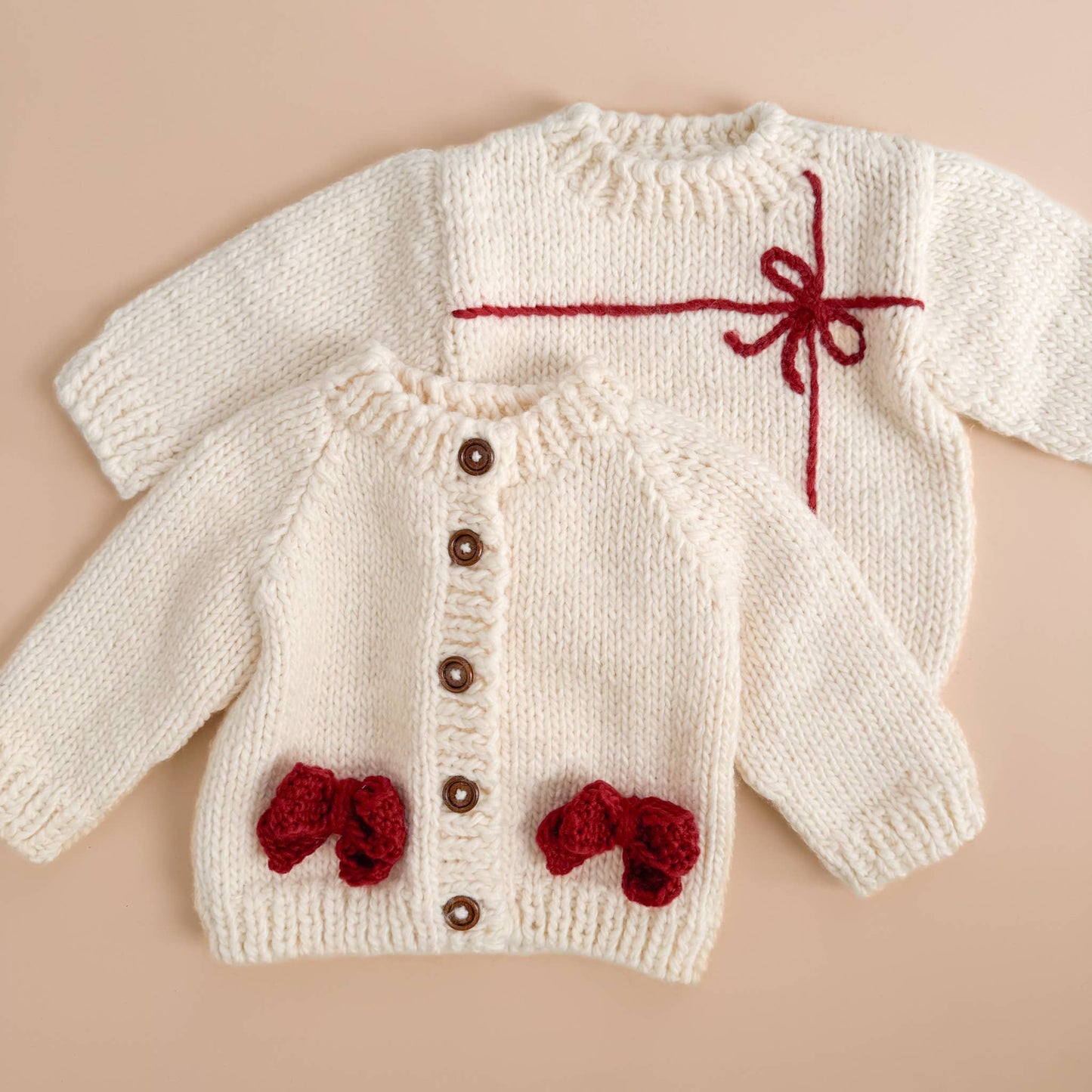 Present Sweater Cream/Red | Kid Baby Holiday Christmas: S; 12-24M