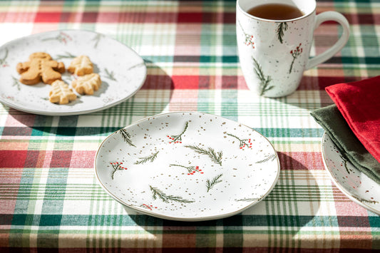 Holly Berries Organic Shape 7.5" Dessert Plate