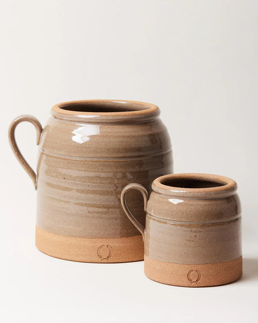 French Country Crock-Flax Stoneware-Small A&B