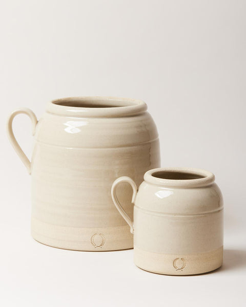 French Country Crock-Flax Stoneware-Small A&B