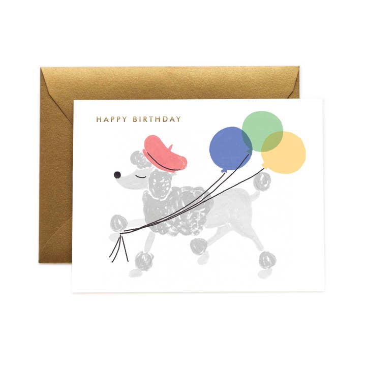 French Poodle Birthday Card