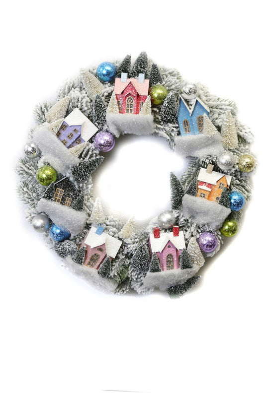 Frosted Village Wreath