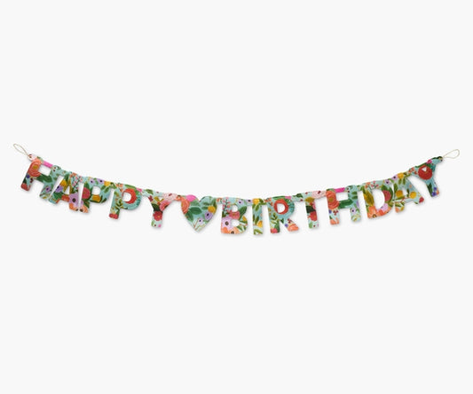 Garden Party Happy Birthday Banner