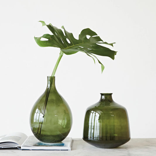 Glass Bottle Vase Green
