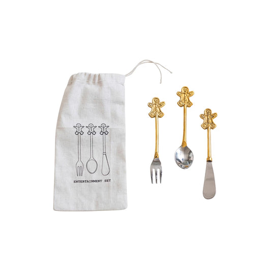 Brass & Metal Cutlery with Gingerbread Man Handles