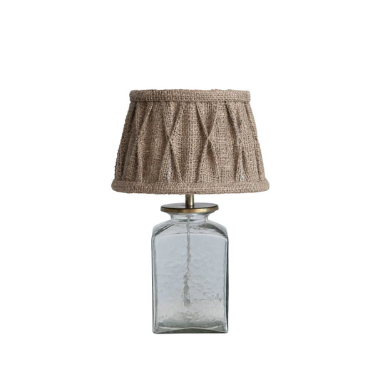 Glass & Metal Table Lamp with Jute Shade