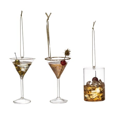 Glass Cocktail Ornaments