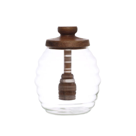 Glass Honey Jar with Acacia Wood Lid