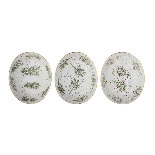 Hand-Painted Stoneware Dish Pine -3 Pattern Options