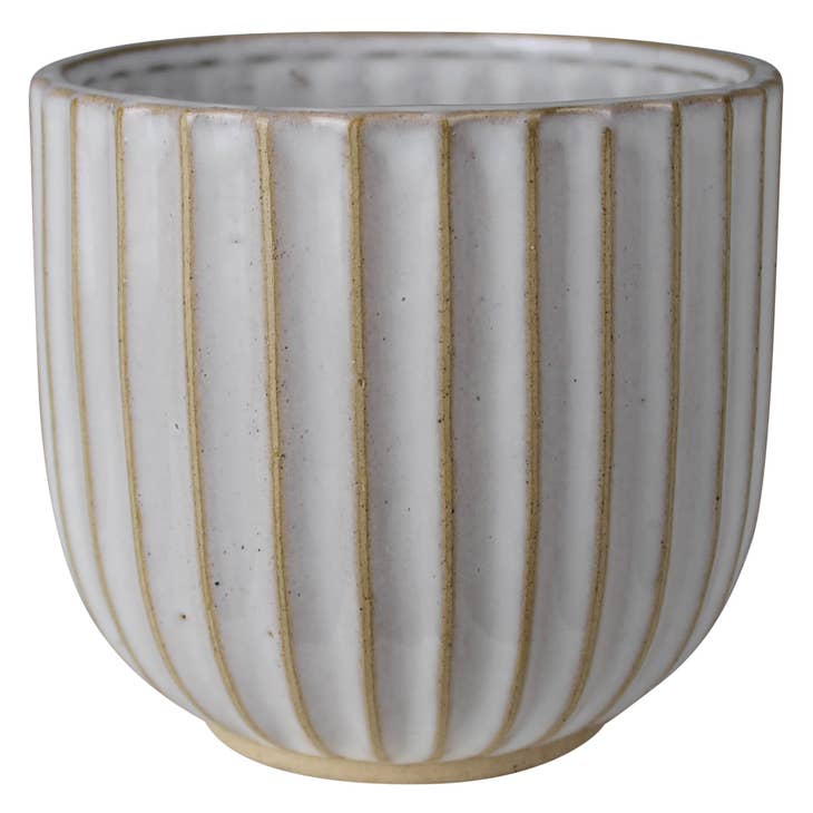 Lyna Scalloped Cachepot Ceramic White