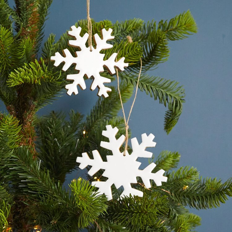 Mango Wood & Enamel Snowflake Ornament