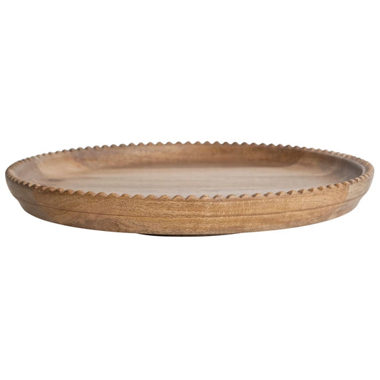 Mango Wood Lazy Susan with Scalloped Edge