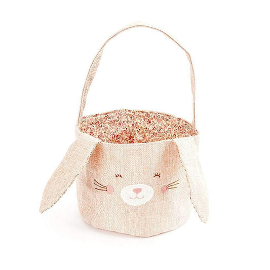 Pink Linen Bunny Basket