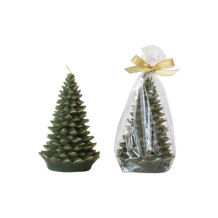 Unscented Tree Shaped Candle with Gold Tips