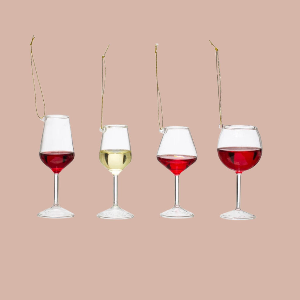 Wine Glass Ornament, 4 Styles