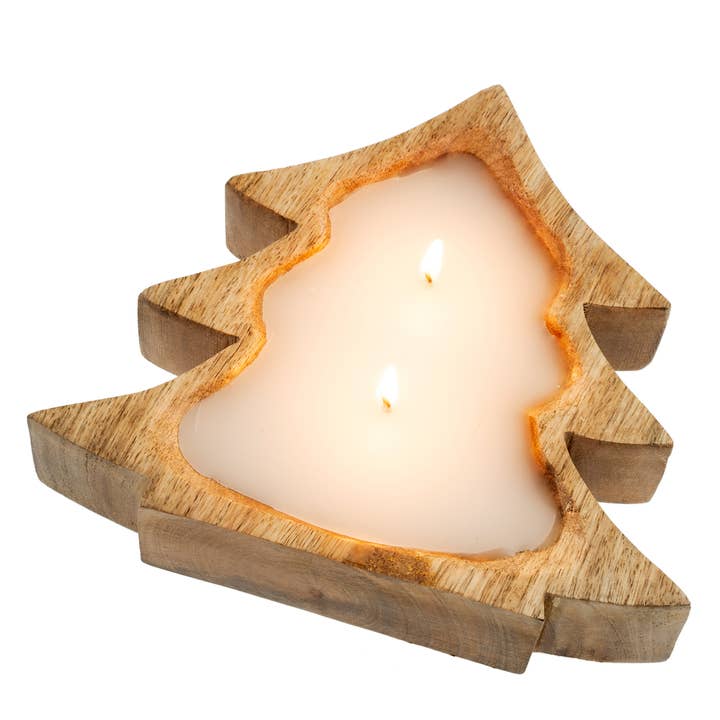 Wooden Tree Candle-Amber Spruce