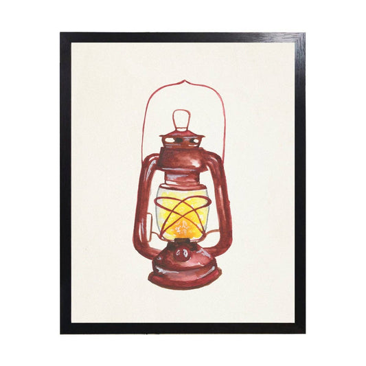 Watercolor Camping Lantern: 12" X 16" / Black With Bead 1300-905 U