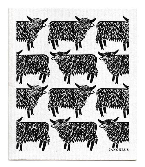 Swedish Dishcloth - Highland Cow - Black: Black