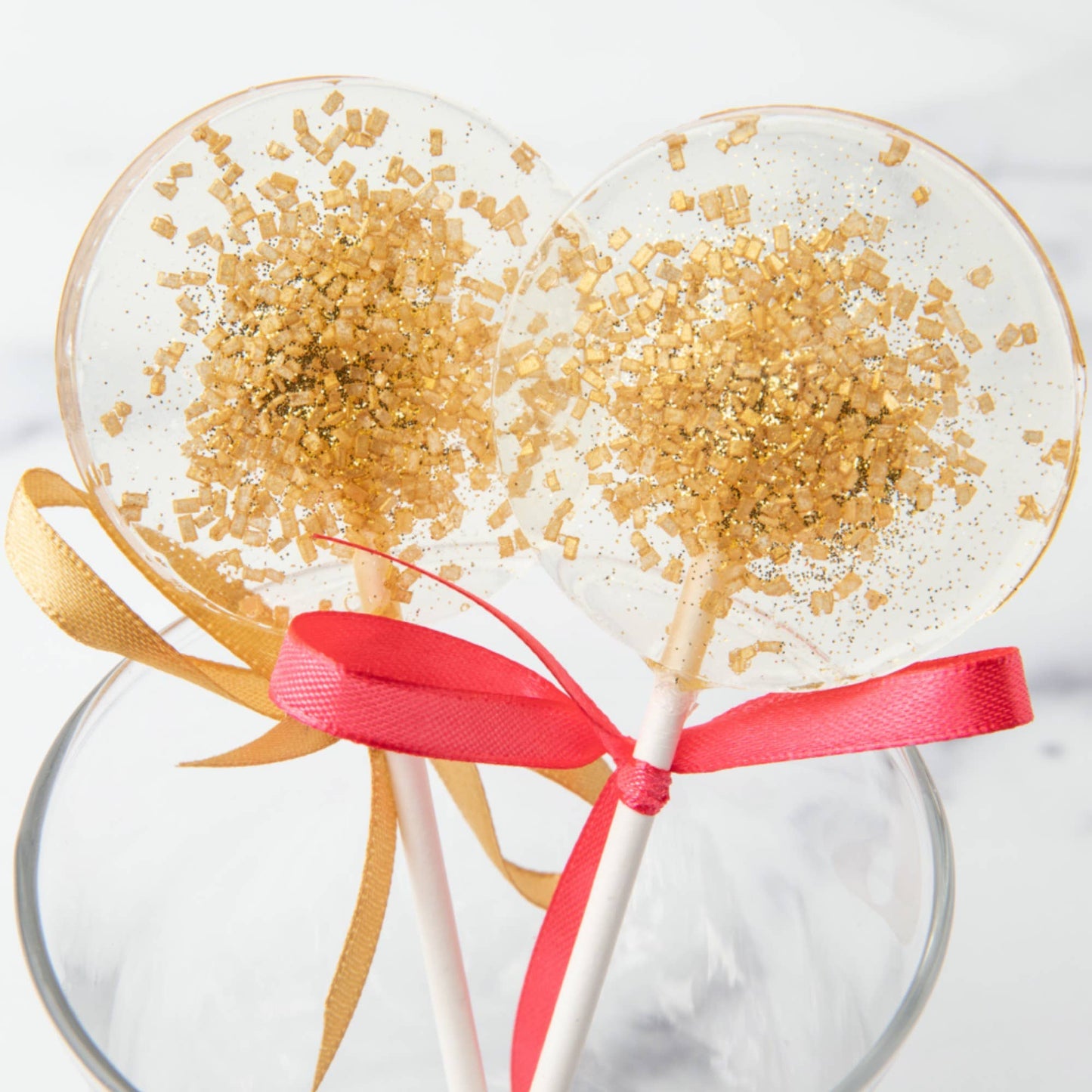 Gold Sparkle Lollipops, Black Cherry