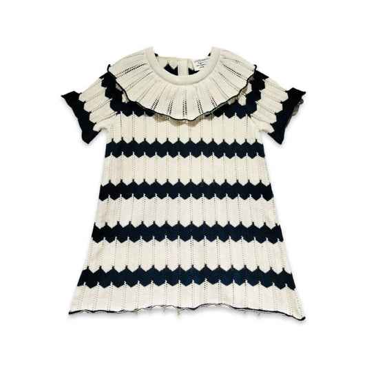 Clown Collar Fancy Knit Baby Sweater Dress (Organic Cotton)