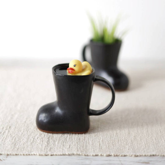 Gardener's Boot Mug | Matte Black Handmade Pottery Cup