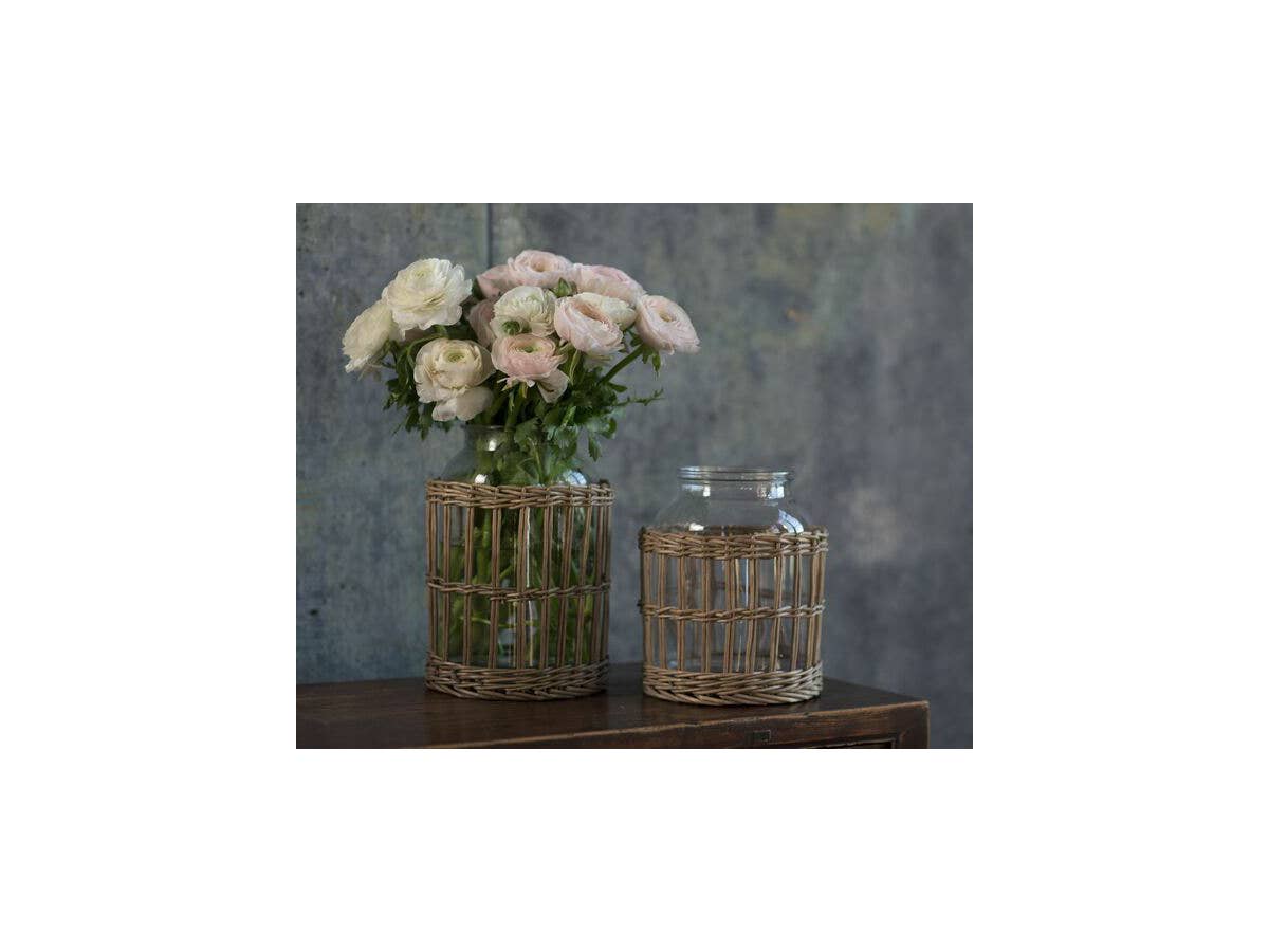 Glass and Woven Willow Canister Large