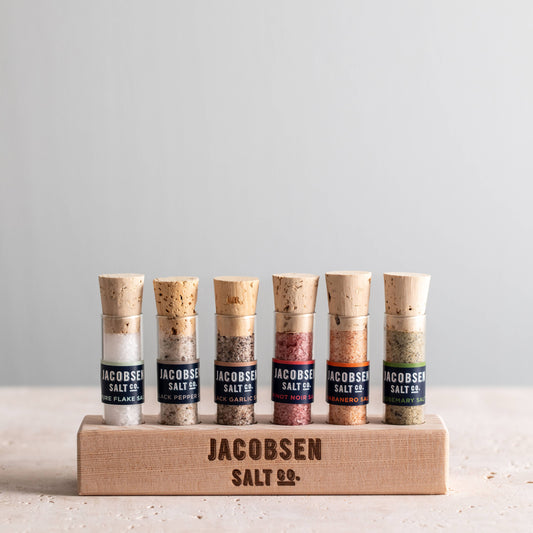 Infused Sea Salt Gift Set - Six Vial Set with Wooden Stand