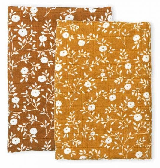 Swaddles / Muslin cloth set of 2: blossom - caramel