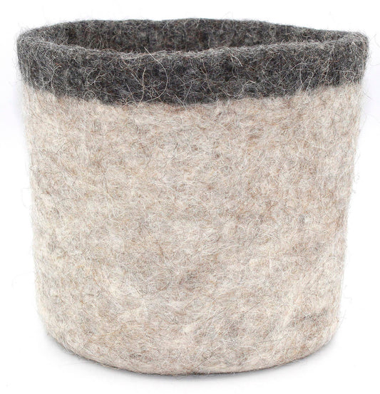 XL Edge Planter Dia 6.25" Wool: SHEEP WOOL / NATURAL/GREY