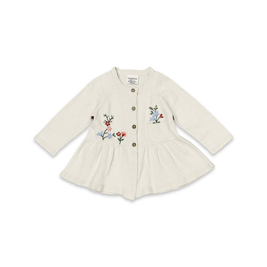 Floral Embroidered Baby Sweater Knit Flare Dress (Organic)